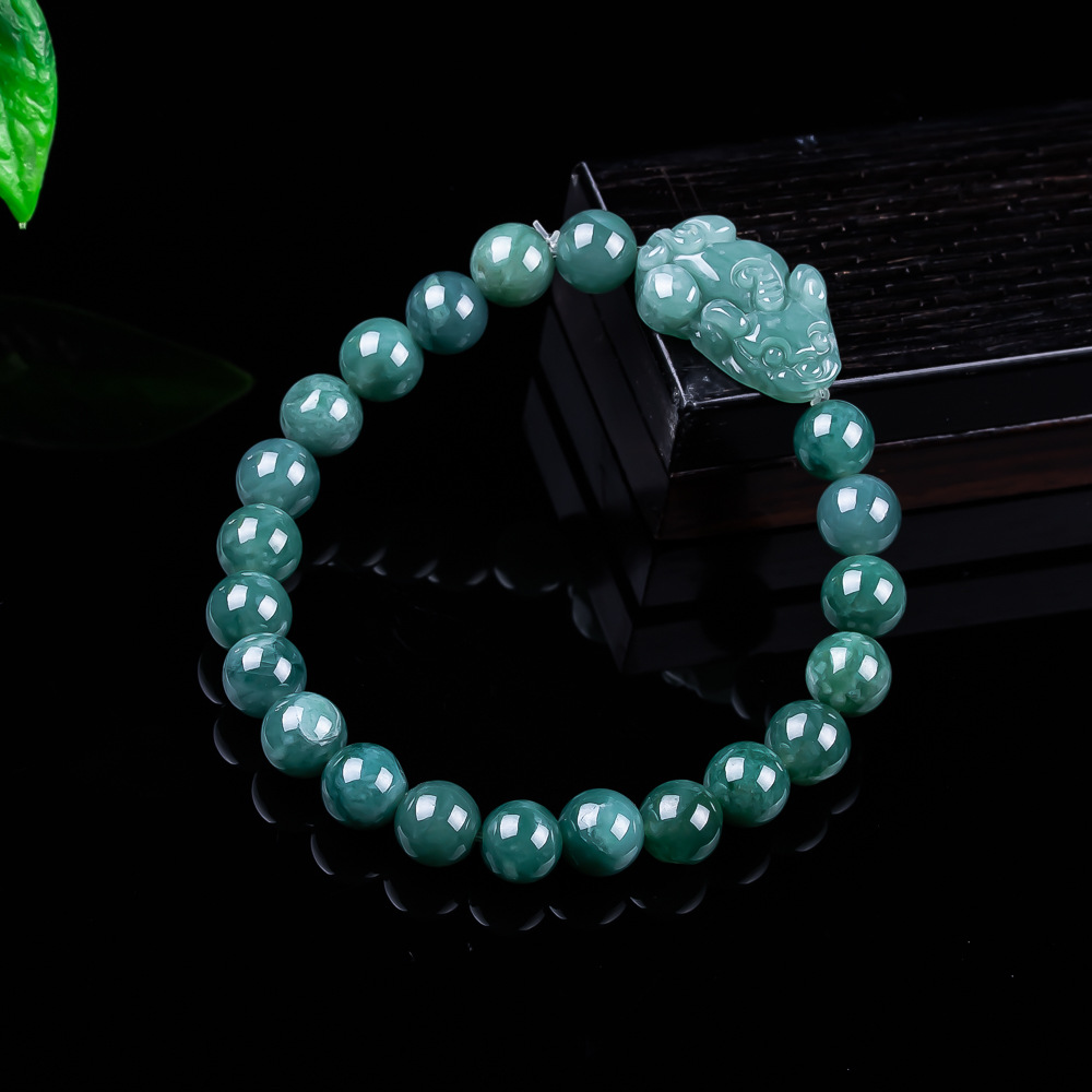 Vintage Item - Pulsera Pixiu de jadeíta birmana natural,